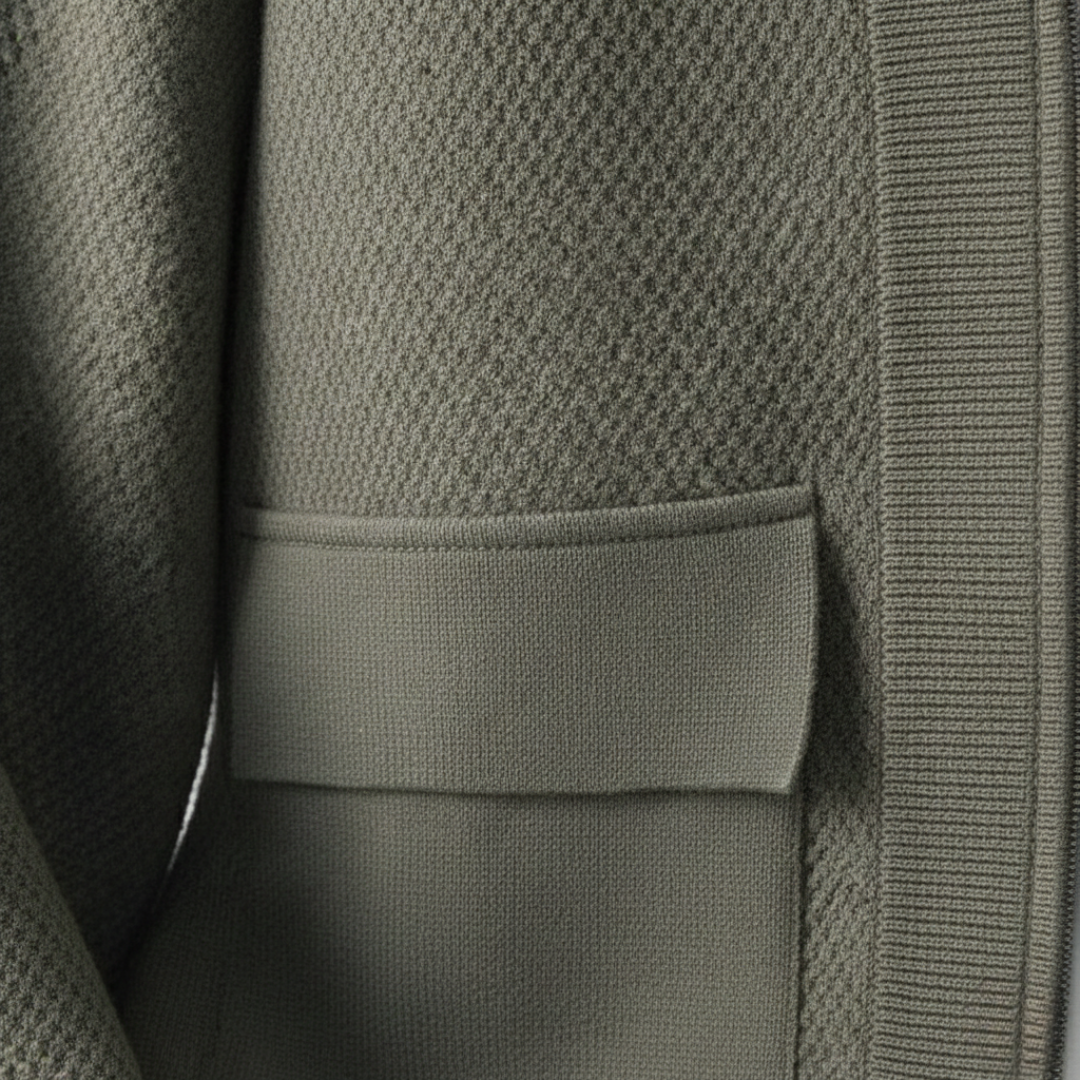 Cashmere Cardigan with Zipper, Woven Knit, Men&