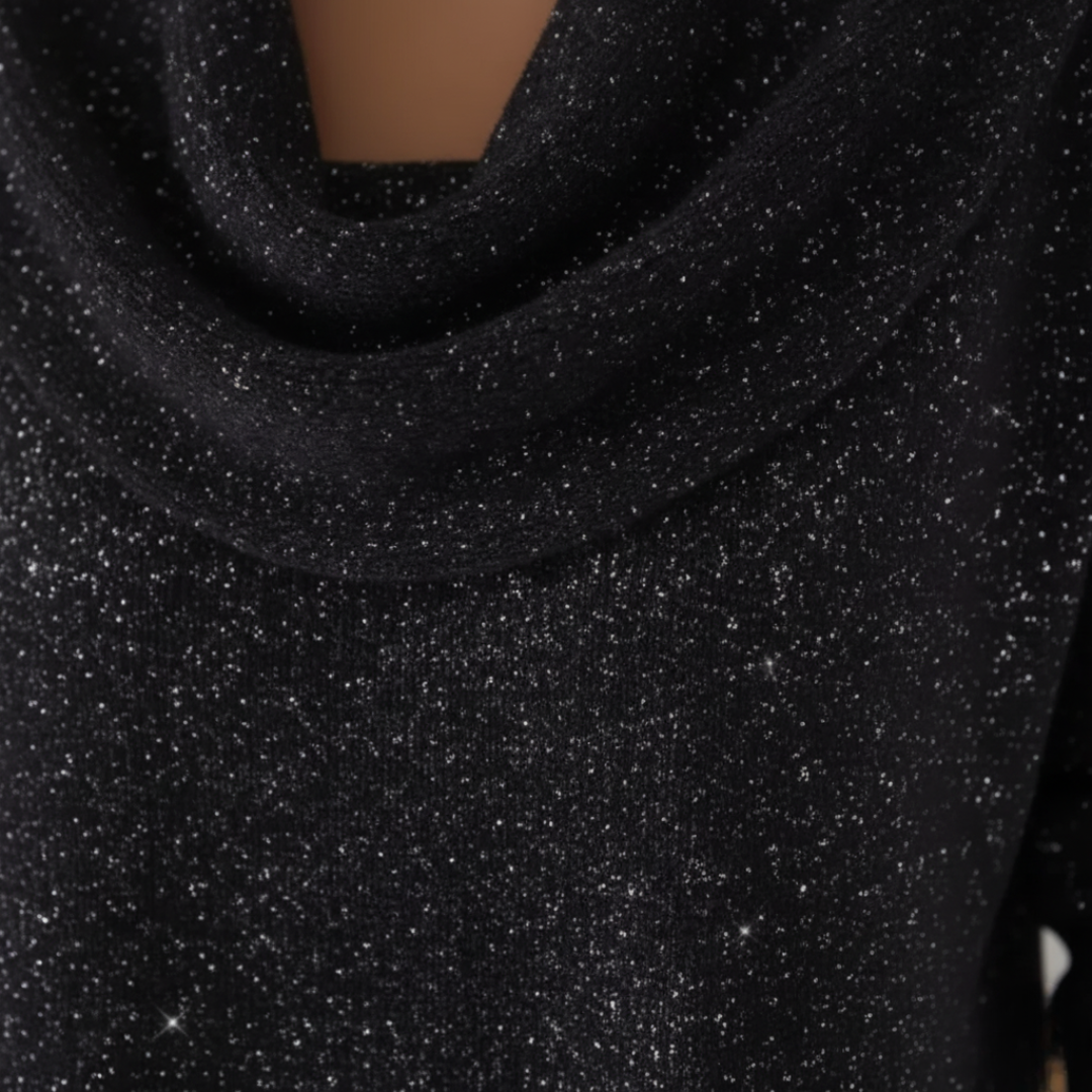 Maglione da donna in lurex con collo alto