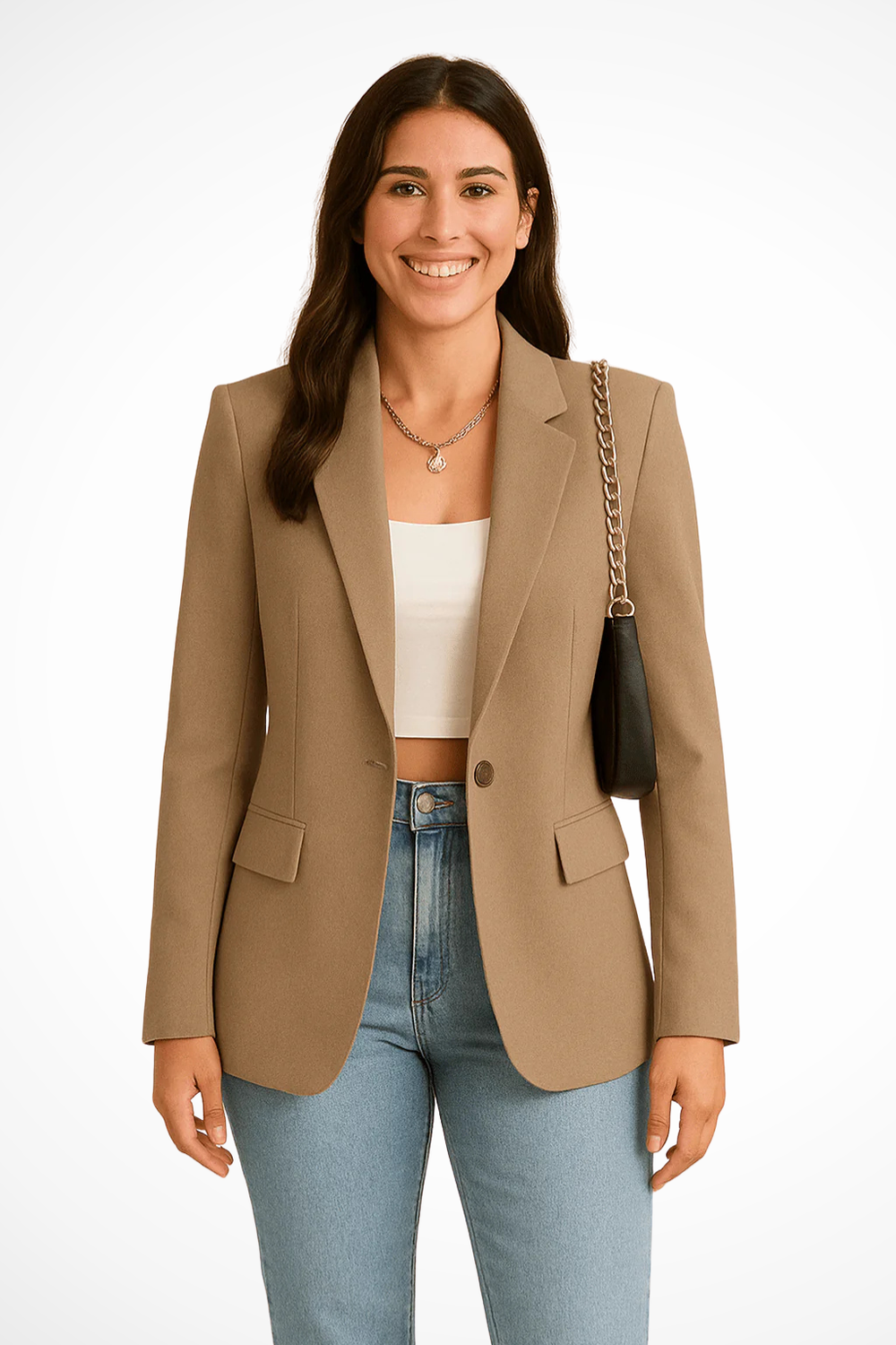 Women's Soft Woven Black Blazer | Elegant Slim Fit Long Sleeve Jacket 2