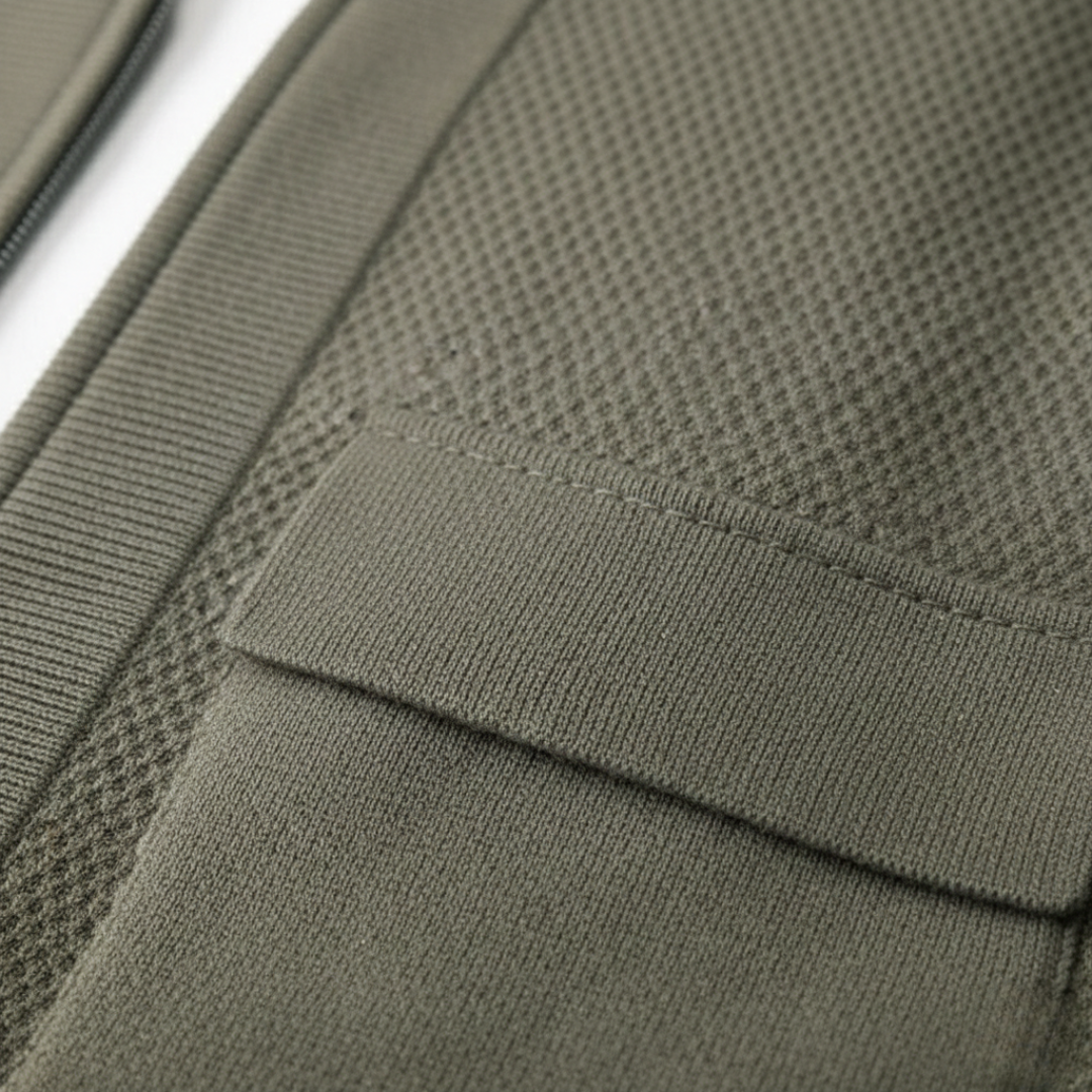 Cashmere Cardigan with Zipper, Woven Knit, Men&