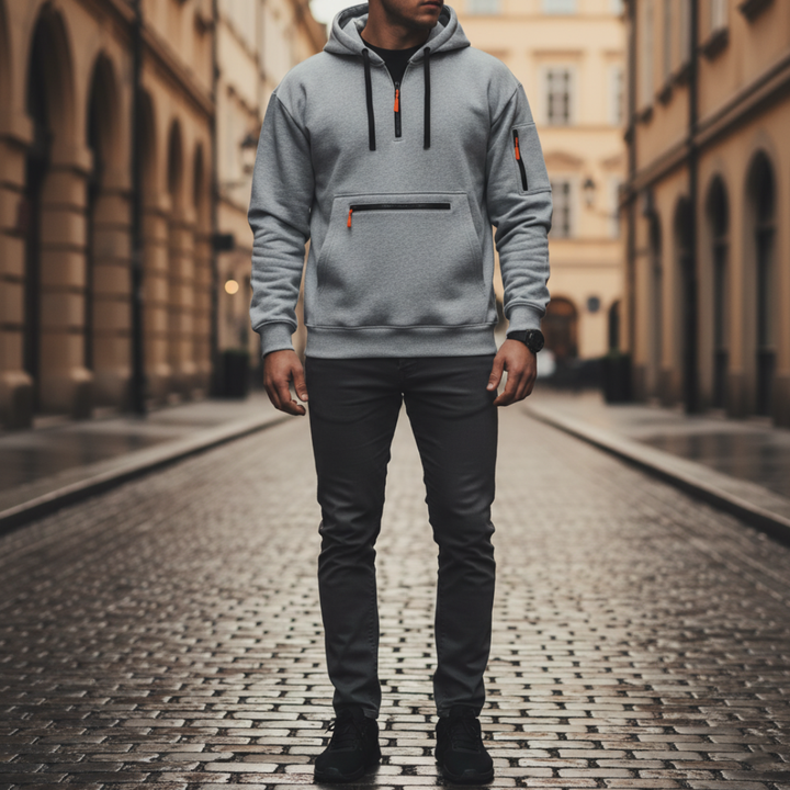Felpa tecnica da uomo con zip e tasche