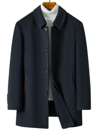 Men's Navy Blue Short Button Front Coat