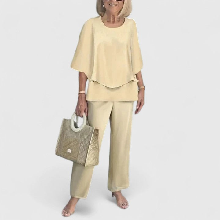 Completo due pezzi da donna in velluto senza maniche aderente con bottoni elegante  