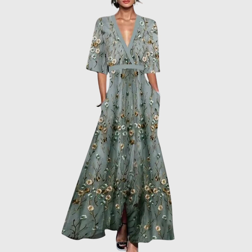 Women's Velvet Dress | Elegant Sleeveless V-Neck Spring Gown 2