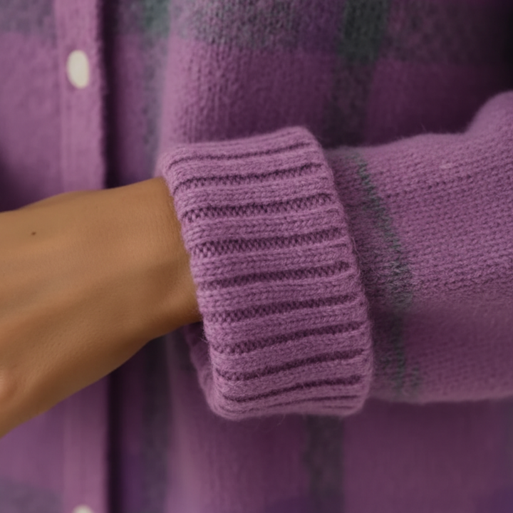 Sweater-skjorte til kvinder med tern