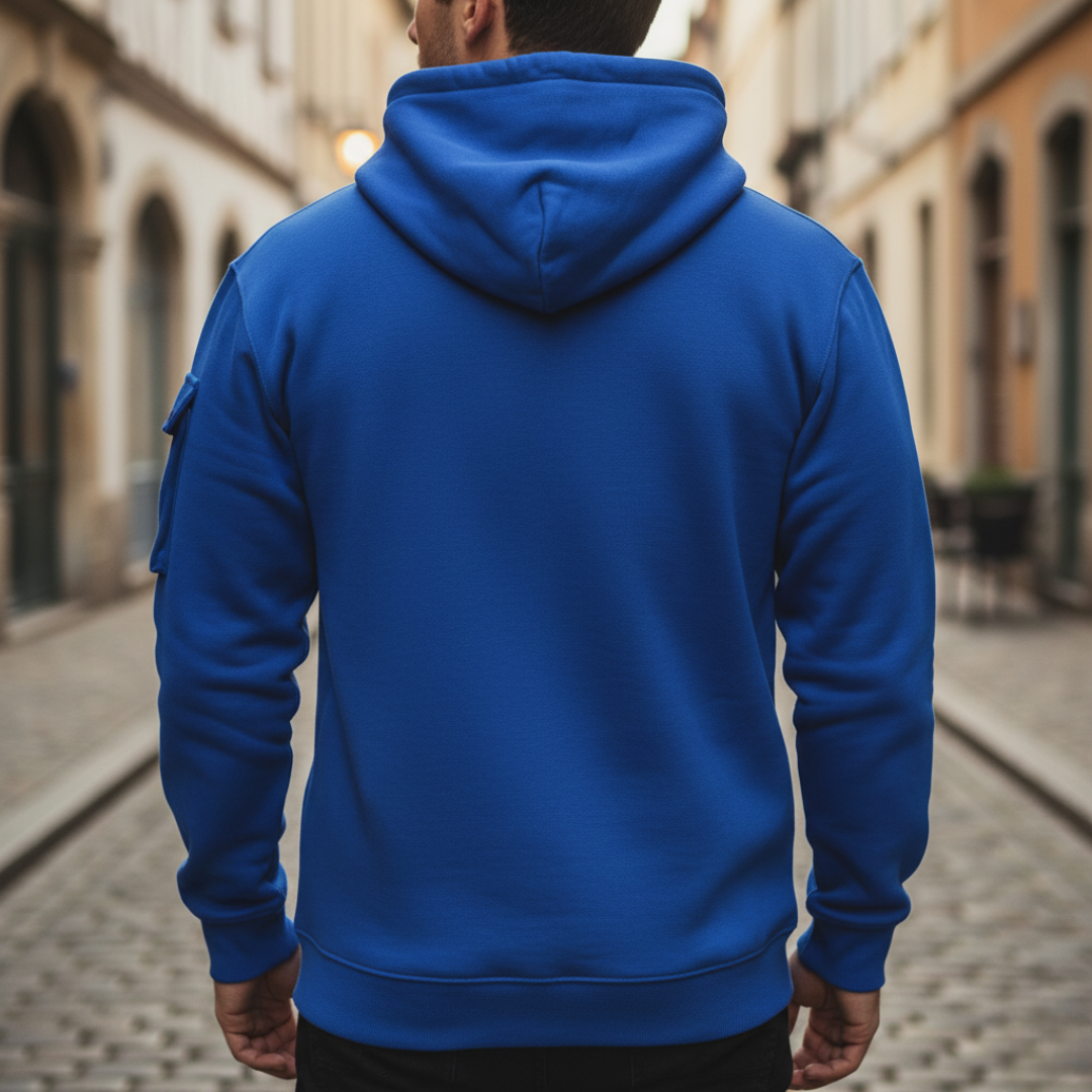 Felpa con zip da uomo con cappuccio