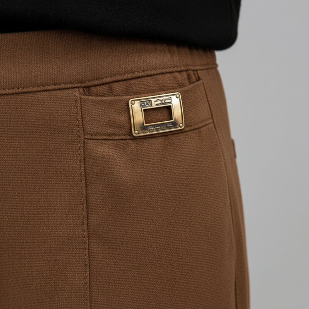 Cotton and Polyester Pants with Elastic Waist for Women