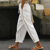 Women's High-Rise Tapered Casual Trousers with Side Stripe