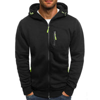 Men's Contrast Trim Zip Up Fleece Hoodie