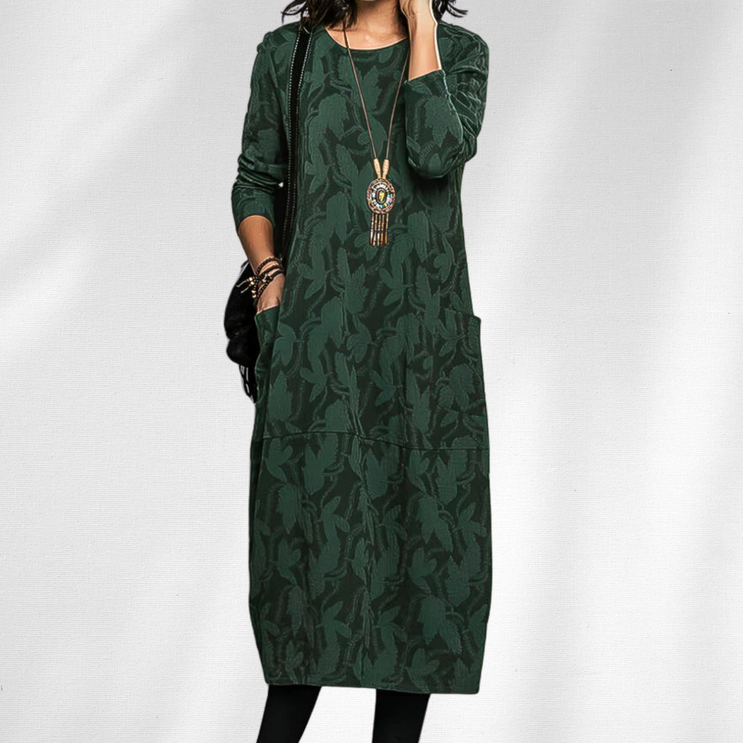 Women's Elegant Relaxed Fit Crewneck Winter Dress 1