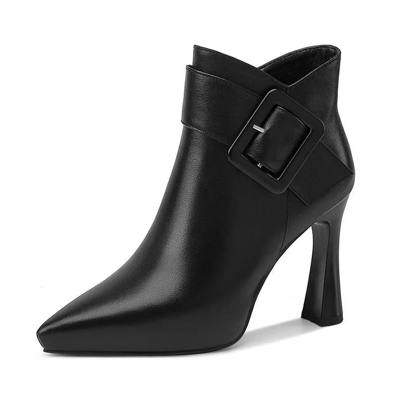 Women's Chic Buckle Accent High Heel Boots 1