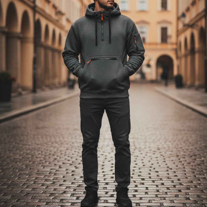 Felpa tecnica da uomo con zip e tasche