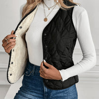 Women's Black Reversible Sherpa Quilted Vest