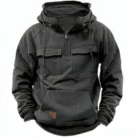 Men's Warm Fleece-Lined Zip Neck Hoodie