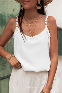 Women's Sleeveless Casual Daisy Applique Tank Top