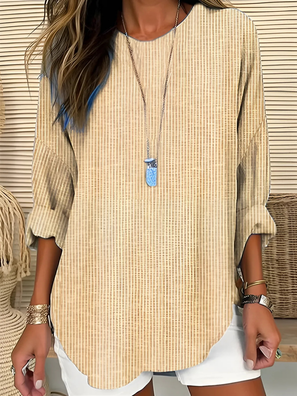 Women's Lightweight Relaxed Fit Striped Blouse 2