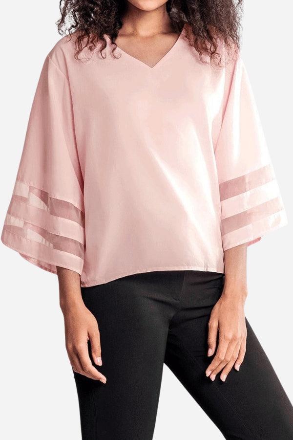 Women's Elegant V-Neck Flared Bell Sleeve Blouse 2