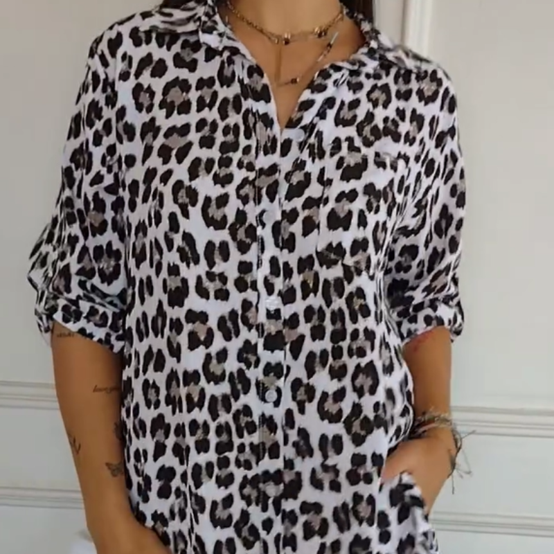 Women's Elegant Flattering Leopard Print Blouse 1