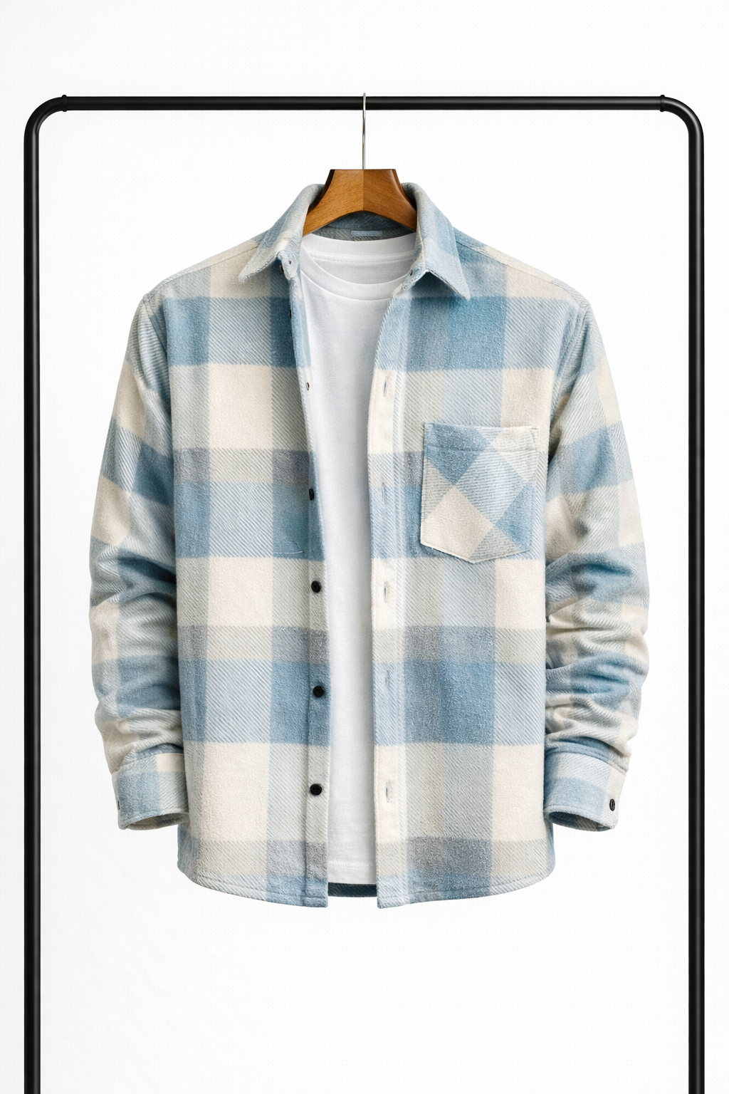 Camicia da uomo in flanella a quadri senza maniche a maniche lunghe