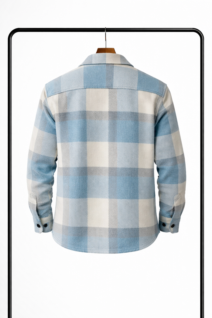 Camicia da uomo in flanella a quadri senza maniche a maniche lunghe