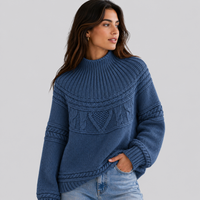 Women's Mock Neck Cable Knit Sweater