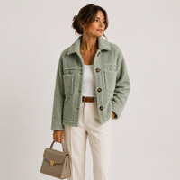 Women's Cropped Sherpa Button Front Teddy Shacket