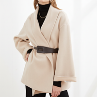 Women's Elegant Belted Shawl Lapel Wrap Jacket