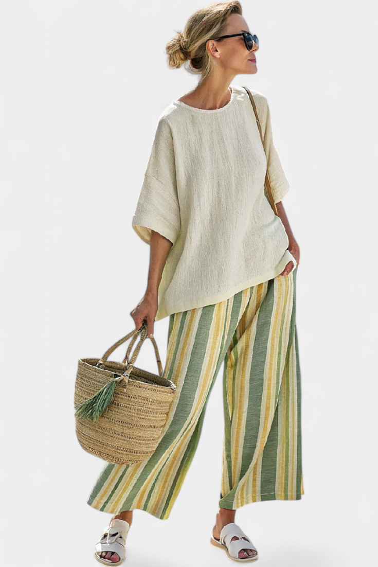 Women's Casual Loose Fit Striped Pants 1