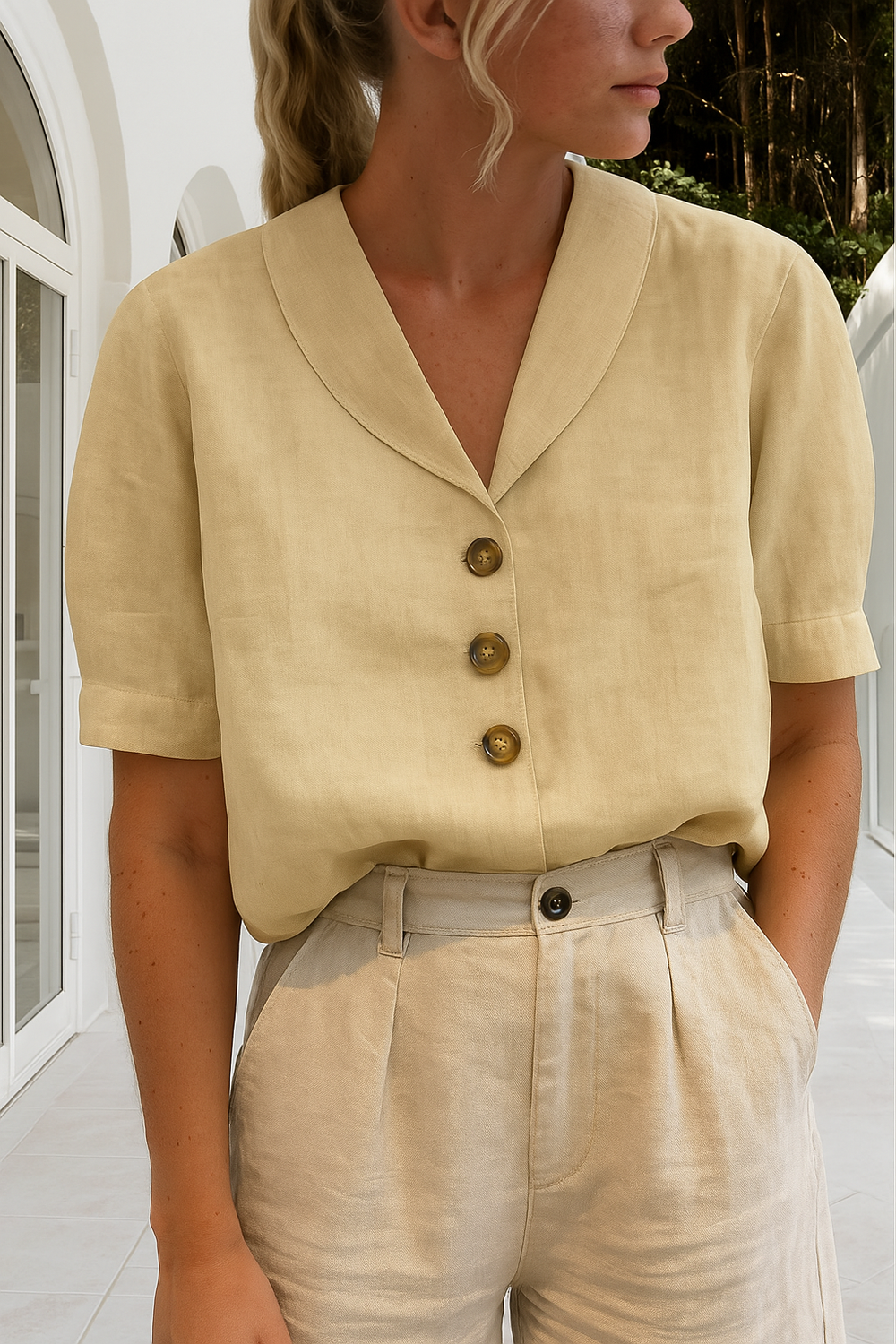 Women's Classic Wrap Neckline Lightweight Blouse 2