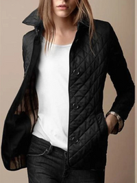 Women's Fitted Belted Back Diamond Quilted Jacket