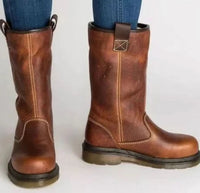 Women's Fleece-Lined Faux Leather Mid-Calf Boots