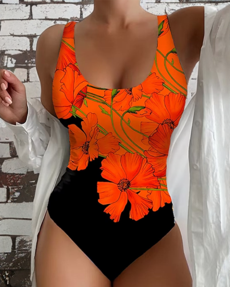 Women's Elegant Floral High-Waist Swimsuit 1