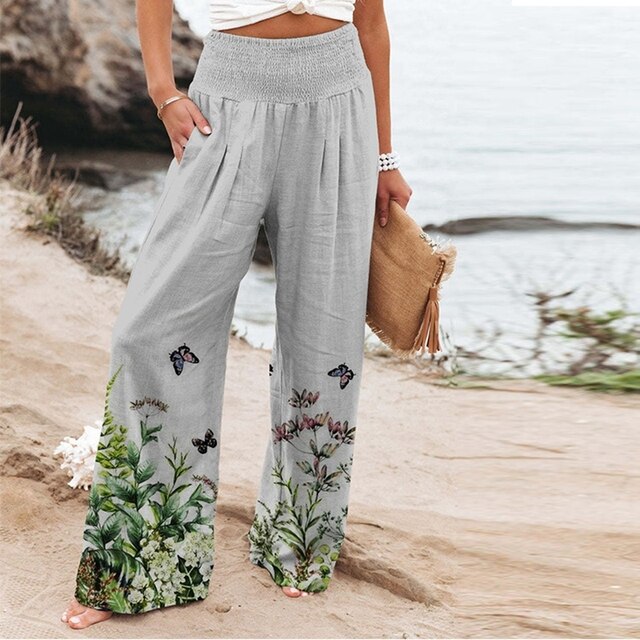 Women's Casual Floral High-Waist Wide-Leg Pants 2