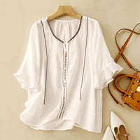 Women's Elegant Flutter Sleeve Ruffle Blouse