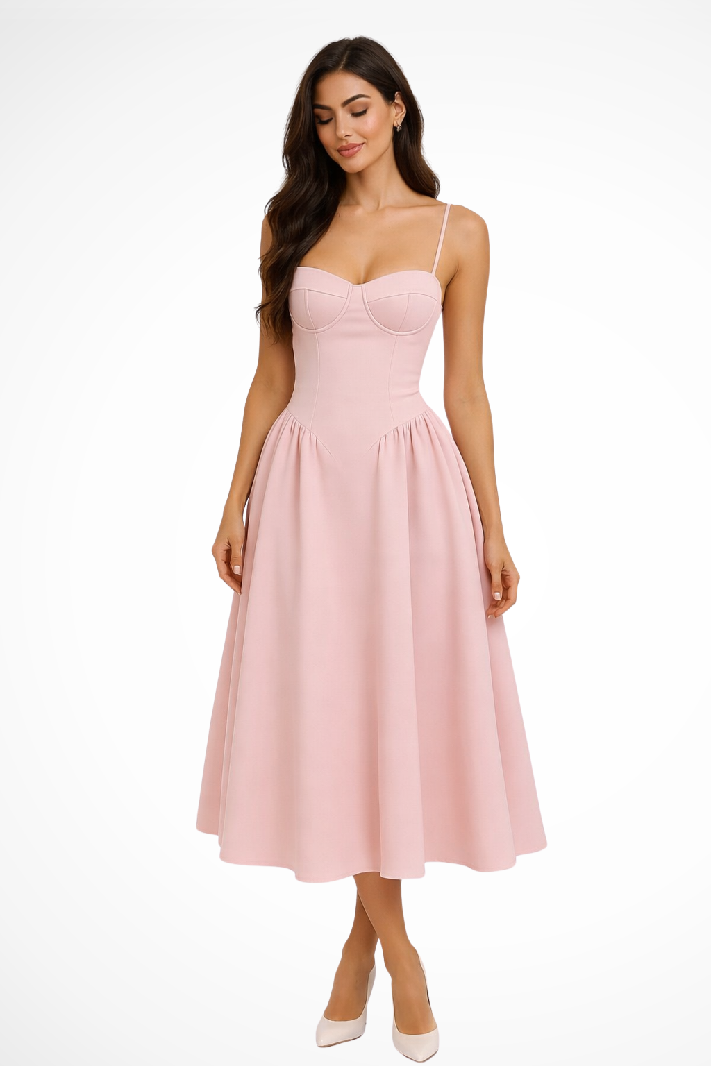 Women's Satin Midi Dress | Elegant A-Line Corset Design 1