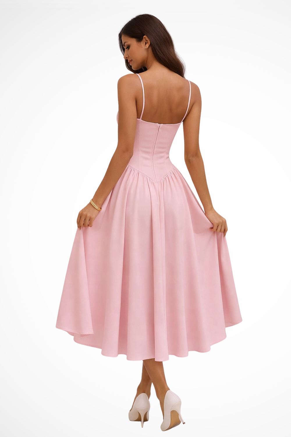 Women's Satin Midi Dress | Elegant A-Line Corset Design 2