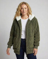 Women's Cozy Zip Up Hooded Sherpa Jacket