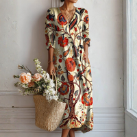 Women's Floral Midi Dress | Elegant Sleeveless Autumn Fashion