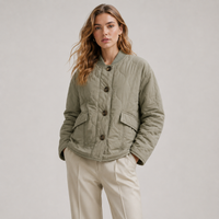 Women's Lightweight Ribbed Collar Quilted Bomber Jacket