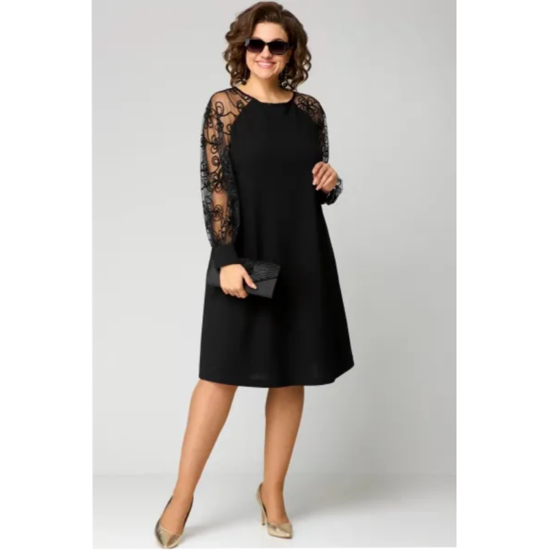 Women's Elegant Long Sleeve Lace Evening Dress 2