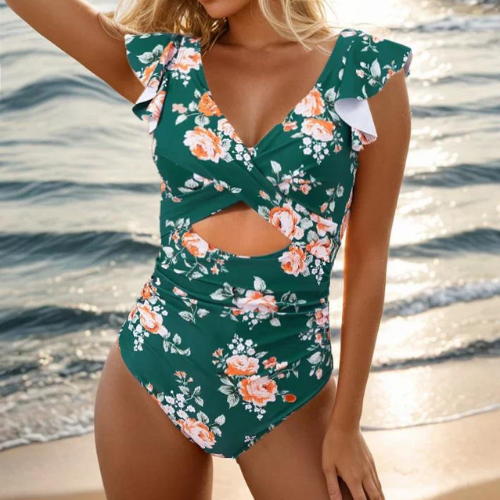 Women's Elegant Criss-Cross Cut-Out One-Piece Swimsuit 2