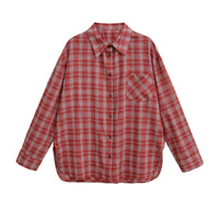 Women's Oversized Long Sleeve Plaid Flannel Shirt
