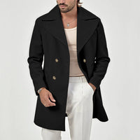 Men's Classic Wide Lapel Double-Breasted Pea Coat