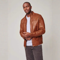 Men's Slim Fit Zip-Up Biker Jacket