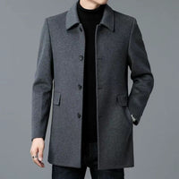 Men's Classic Single-Breasted Mid Length Overcoat
