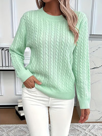 Women's Oversized Crew Neck Cable Knit Sweater
