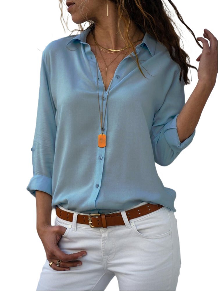 Women's Relaxed Fit Long Sleeve Button Down Shirt 1
