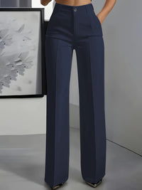 Women's Pressed Crease High-Waist Wide-Leg Work Pants