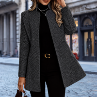Women's Classic Herringbone Open Front Coat