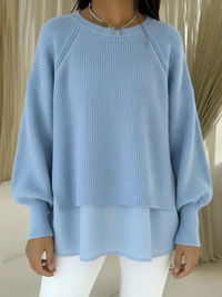 Women's Layered Hem Ribbed Knit Sweater